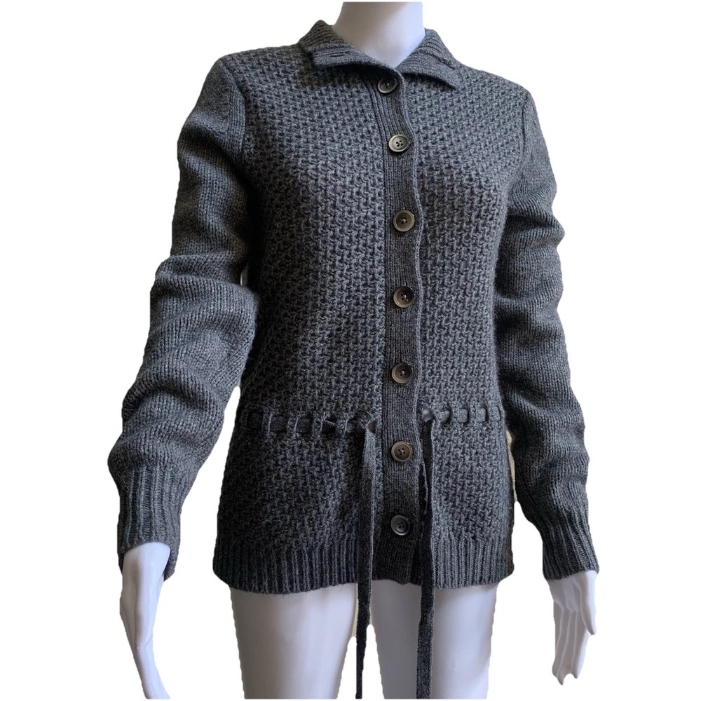 BANANA REPUBLIC women's‎ Sweater SZ-M 61%W00L bland Gray Cardigan adjustable WST